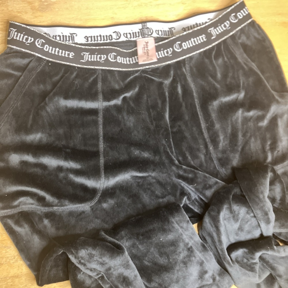 Juicy Couture Velour Joggers Black‎ Elastic Waist Medium Loungewear Sleepwear
